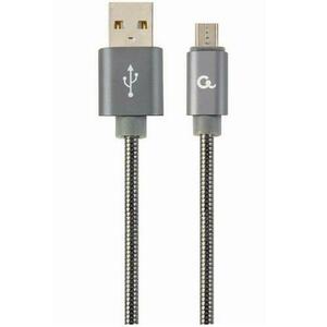 Cablu alimentare si date Gembird CC-USB2S-AMmBM-2M-BG, USB 2.0 (T) la Micro-USB 2.0 (T), 2m, Gri /Alb imagine
