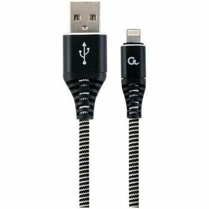 Cablu alimentare si date Gembird CC-USB2B-AMLM-2M-BW, USB 2.0 (T) la Lightning (T), 2m, Negru / Alb imagine