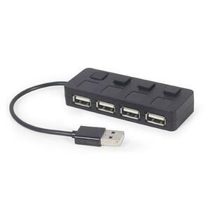 HUB extern GEMBIRD, porturi USB: USB 2.0 x 4, conectare prin USB, cu on/off, cablu 0.15 m, Negru imagine
