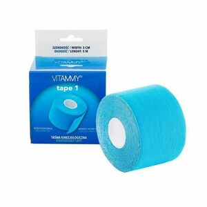 Banda Kinesiologica Vitammy Tape 1, impermeabila, moale si confortabila, fara latex, 5 cm x 5 m, Albastru imagine