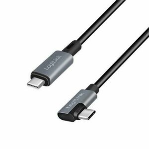 Cablu alimentare si date LOGILINK, pentru smartphone, USB 2.0, USB Type-C (T) la USB Type-C (T) la 90 grade, 1m, PD 100W, 2 x ecranat, plastic, Negru imagine