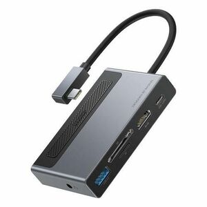 Hub USB-C Baseus, 1 x USB-A/1 x USB-C/1 x HDMI/1 x SD/1 x microSD/1 x Jack 3.5 mm (Gri) imagine