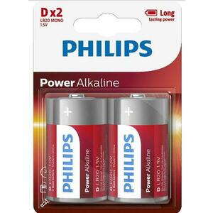 Baterii Philips Power Alkaline LR20P2B/10, D, 2 buc imagine