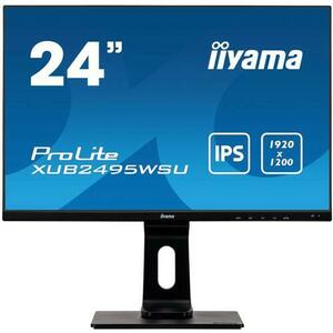 Monitor IPS LED iiyama ProLite 24.1inch XUB2495WSU-B3, WUXGA (1920 x 1200), VGA, HDMI, DisplayPort, Pivot, Boxe (Negru) imagine