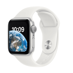 Smartwatch Apple Watch SE 2 (2022) GPS, Retina LTPO OLED Capacitive touchscreen 1.78inch, Bluetooth, Wi-Fi, Bratara Silicon 44mm, Carcasa Aluminiu, Rezistent la apa (Alb) imagine