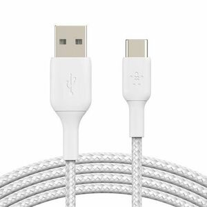 Cablu Belkin BOOST CHARGE USB-A catre USB-C, impletit, 3M, Alb imagine