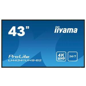 Ecran Profesional IPS LED iiyama ProLite 42.5inch LH4341UHS-B2, UHD (3840 x 2160), VGA, HDMI, Boxe (Negru) imagine