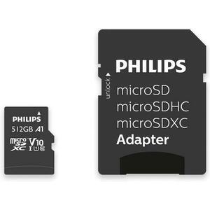 Card de memorie Philips MicroSDXC, 512GB, Class 10 UHS-I U1, Adaptor inclus imagine