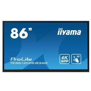 Ecran Profesional VA LED iiyama ProLite 85.6inch TE8612MIS-B3AG, UHD (3840 x 2160), VGA, HDMI, Boxe, Touchscreen (Negru) imagine