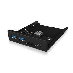 Cititor de carduri IcyBox IB-HUB1417-i3, 2 Porturi USB 3.0, 1 Port USB-C, microSD/SD (Negru) imagine