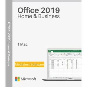 Microsoft Office 2019 Home & Business, MacOS 64 bit, Bind, Medialess imagine