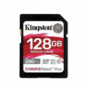 Card de memorie Kingston Canvas React Plus SDXC, 128GB, UHS-II U3, Clasa 10, V60 imagine