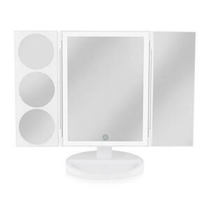 Oglinda cosmetica pliabila RIO MMFS, iluminare LED, inclinare, rotire 360°, zoom 1x, 3x, 5x, 10x, 4xAAA/USB, Alb imagine