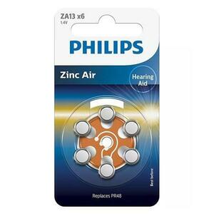 Baterie auditiva Philips ZA13B6A/00, Zinc Air, ZA13, 280 mAh, 1.4V, 6 buc imagine