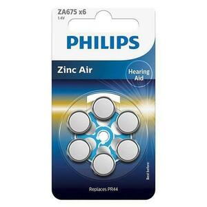 Baterie auditiva Philips ZA675B6A/0, Zinc Air, ZA675, 630 mAh, 1.4V, 6 buc imagine