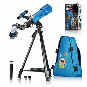 Set telescop refractor pentru copii 70/400 si rucsac Bresser Junior, albastru imagine
