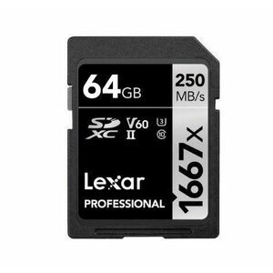 Card de Memorie Lexar Professional 1667x, SDXC, 64GB, Clasa 10, UHS-II imagine