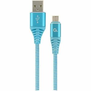 Cablu alimentare si date Gembird, USB 2.0 (T) la Micro-USB 2.0 (T), 1m, Turcoaz / Alb, CC-USB2B-AMmBM-1M-VW imagine