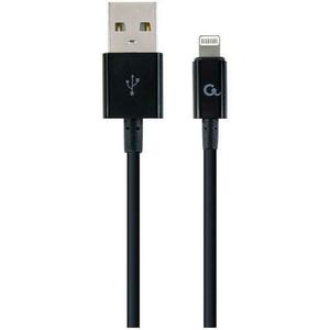 Cablu alimentare si date Gembird CC-USB2P-AMLM-1M, USB 2.0 (T) - Lightning (T), 1m, Negru imagine