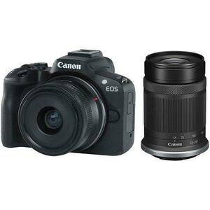Aparat foto Mirrorless Canon EOS R50, 24.2MP, 4K + Obiectiv 18-45mm + Obiectiv 55-210mm (Negru) imagine