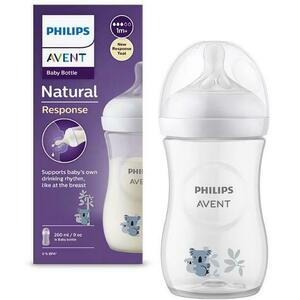 Biberon Philips Avent Natural Response SCY903/67, 260 ml, +1 luni, Fara BPA, usor de curatat (Alb/Transparent) imagine
