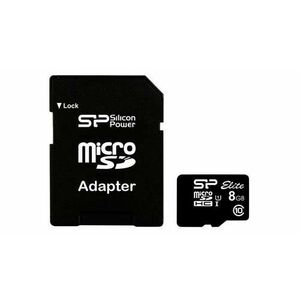 Card memorie Silicon Power Elite, 8 GB, microSDHC, UHS-I, Clasa 10 + Adaptor SD imagine