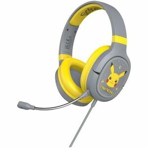 Casti Gaming OTL Pro G1 Pokemon Pikachu, Pentru copii, Cu fir, Microfon (Gri/Galben) imagine