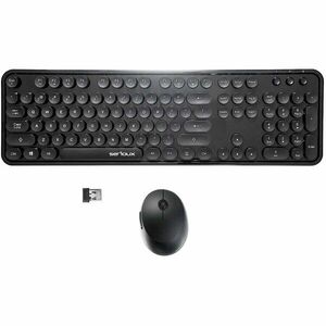 Kit tastatura + mouse Serioux Retro dark 9900BK, wireless 2.4GHz, US layout, negru imagine