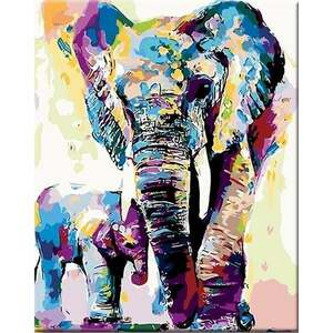 Zuty Pictură pe numere Elefanții pictați imagine
