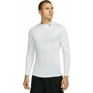 Nike Dri-Fit Fitness Mock-Neck Long-Sleeve Mens Top White/Black S Tricouri de fitness imagine