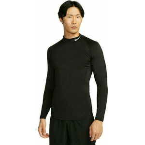 Nike Dri-Fit Fitness Mock-Neck Long-Sleeve Mens Top Black/White XL Tricouri de fitness imagine
