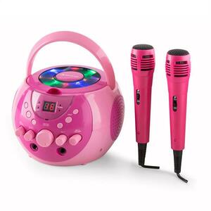 Auna SingSing, Sistem Karaoke portabil, LED-uri, funcționare pe baterii, 2 x microfon imagine