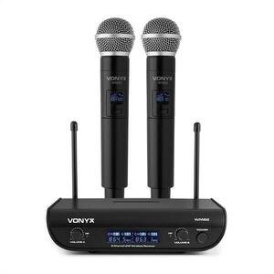 Vonyx WM82 Digital, sistem de microfoane UHF cu 2 canale, 2 x microfon de mână, 50 m, negru imagine