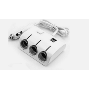 Priza Bricheta Auto Cu 3 Iesiri + 2 USB-uri Pentru Alimentare Dispozitive Alb imagine