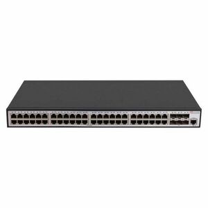 Switch cu 48 porturi RJ45 Hikvision DS-3E2754-HI-48T6X, 216 Gbps, 160.71 Mpps, 32000 MAC, 6 porturi fibra optica 10G, cu management imagine