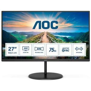 Monitor IPS LED AOC 27inch Q27V4EA, QHD (2560 x 1440), HDMI, DisplayPort, Boxe, 75 Hz (Negru) imagine