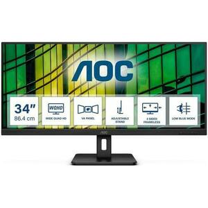 Monitor Gaming VA LED AOC 34inch U34E2M, Full HD (1920 x 1080), HDMI, DisplayPort, AMD FreeSync, 100 Hz, 4 ms (Negru) imagine