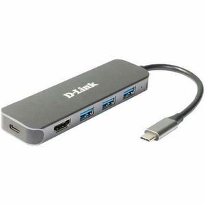 HUB USB D-LINK DUB-2333, USB Type C, cablu 10 cm, metalic, Argintiu imagine