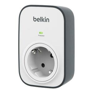 Priza Belkin cu protectie la supratensiune, pana la 306 Joules, indicator LED, capace de siguranta (Alb/Gri) imagine