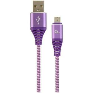 Cablu alimentare si date Gembird CC-USB2B-AMmBM-1M-PW, USB 2.0 (T) la Micro-USB 2.0 (T), 1m, Violet / Alb imagine