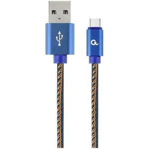 Cablu alimentare si date Gembird, USB 2.0 (T) la USB 2.0 Type-C (T), 2m, conectori auriti, Negru / Galben CC-USB2J-AMCM-2M-BL imagine