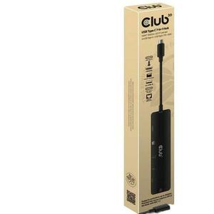 HUB USB Club3D, USB tip C 3.2 Gen1, 7in1, HDMI, 4K60Hz, Slot pentru card SD TF 2xUSB tip A USB tip C PD RJ45 imagine