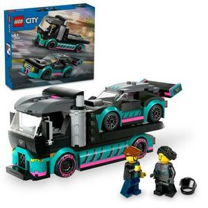 LEGO® City - Masina de curse si camion transportator de masini 60406, 328 piese imagine