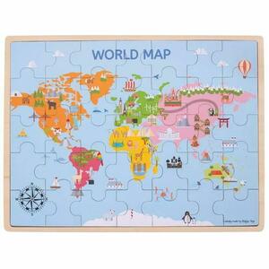 Puzzle din lemn BigJigs Harta lumii BJ098 imagine