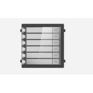 Modul de extensie videinterfon cu sase butoane de apelare Hikvision DS- KD-KK/S; montaj aplicat sau ingropat (acesoriile de montaj nu sunt incluse), customizare afisare nume; iluminare pe timp de noapte; Conectare RS-485, 1 x Input; 1 x Output imagine