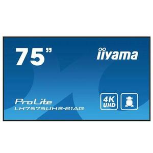 Display Profesional IPS LED Iiyama 75inch LH7575UHS-B1AG, UHD (3840 x 2160), HDMI, DisplayPort, Boxe (Negru) imagine