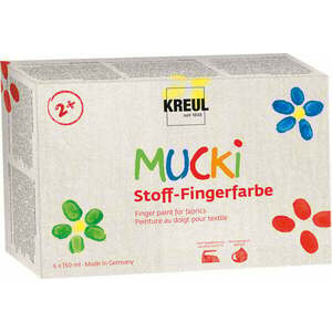 Kreul MUCKI Finger Paint for Fabrics Set de vopsea pentru degete 6 x 150 ml imagine