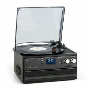 Auna Oakland DAB, sistem stereo retro, DAB+/FM, funcție BT, vinil, CD, casetofon imagine