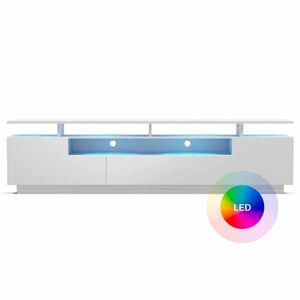 Klarstein blumfeldt Perth Lowboard dulap TV, LED, 3 rafturi, alb imagine