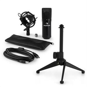 Auna MIC-900B V1, set de microfon usb, microfon condensator negru + suport de masă imagine
